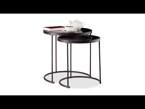 Tables basse d'appoint gigogne lot de 2 Noir - Verre - Métal - 50 x 51 x 50 cm