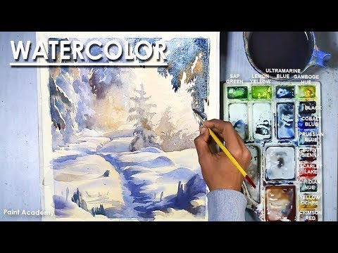 Watercolor Winter Landscape How to Paint A Winter Snow Scene in watercolor