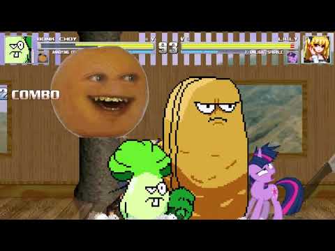 Bonk Choy The Plant And Annoying Orange VS Lilly And Twilight Sparkle In A MUGEN Match / Battle