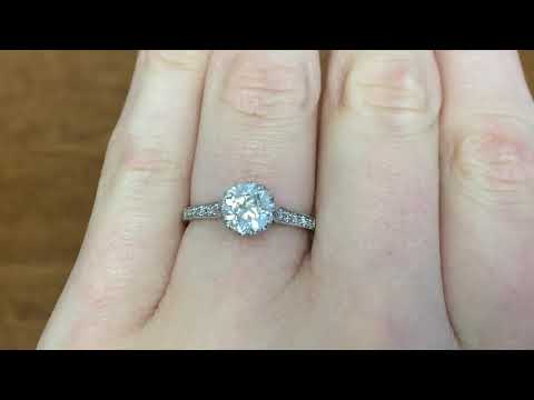 1.06ct Center Old European Cut Diamond Platinum Engagement Ring - Rouen Ring - Hand Video