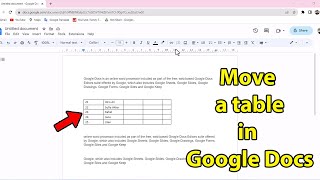 How to move a table in google docs