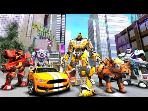 Rhino Robot Car Transforming Games-City Battle