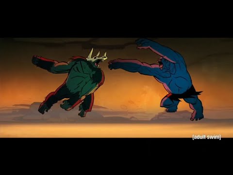 Genndy Tartakovsky Primal| Mutated  Spear vs Monkey-Boy