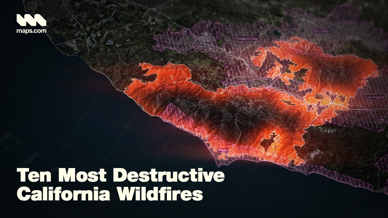 Ten Most Destructive California Wildfires | Animated Maps