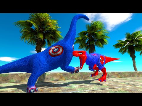 SPIDER-MAN T-REX vs BRACHIOSAURUS vs HULK OASIS DEATH RUN - ARBS