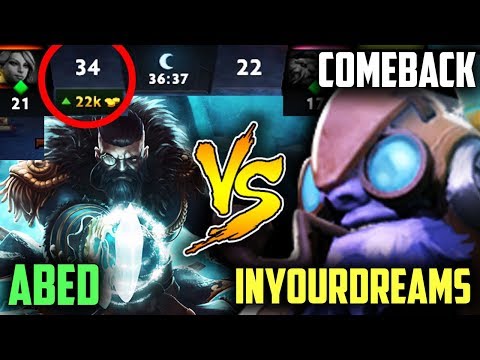 Top1 Inyoudreams Tinker Vs Top 4 Abed Kunkka 22k Gold Comeback Epic Fight Dota 2