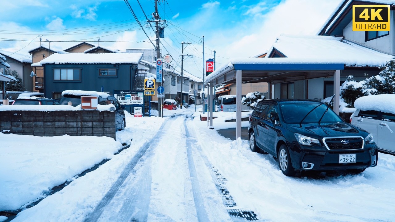 【4K HDR】 Can You Sleep in a Heavy Snow? ❄️ 8 Hours Kanazawa Higashi Chaya District Winter Walk