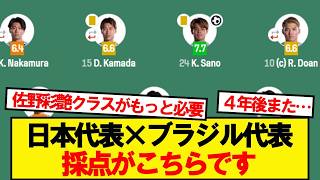 【評価】日本代表VSブラジル代表、採点がこちらです