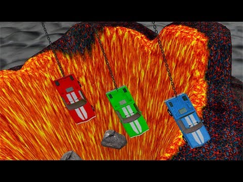 Beamng drive - Jumping Against Chained Cars In The Volcano High Speed Car Jumps