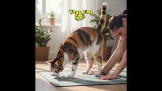 Morning Yoga 😂 -Downward-Facing Cat at Its Finest! 🐱🧘‍♀️（Boss Bob 的早晨瑜伽 😂｜完美演绎「下猫式」🐱☀️