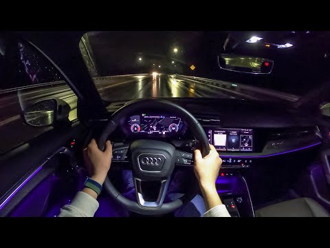 2022 Audi A3 40 TFSI quattro - POV Rainy Night Drive (Binaural Audio)