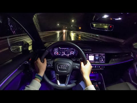 2022 Audi A3 40 TFSI quattro- POV Rainy Night Drive (Binaural Audio)
