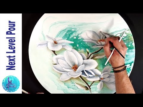 ACRYLIC POUR NEXT LEVEL - Acrylic and Oil painting over an acrylic pour background - easy to follow