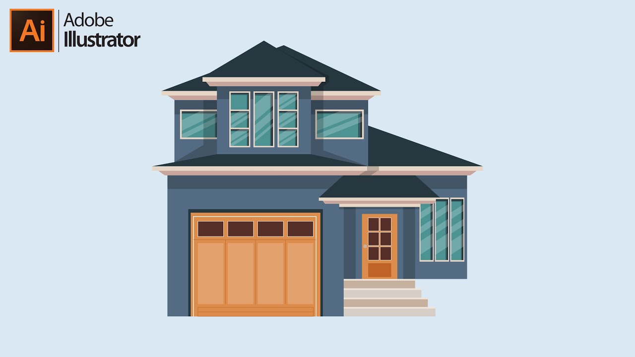 Adobe Illustrator CC Tutorial Flat Design - House Flat Design
