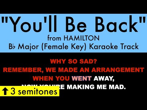 "You'll Be Back" (Female Key) from Hamilton (Bb Major) - Karaoke Track with Lyrics