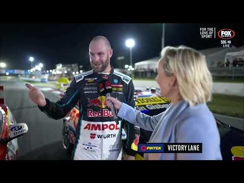 Shane Van Gisbergen trying to leave an interview