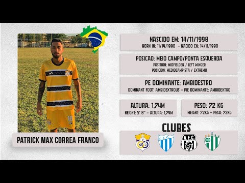Highlights - Patrick Max Correa Franco - Meia Atacante / Ponta ESQ (2021) 
