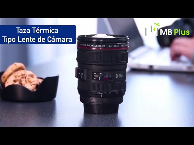 Vídeo relacionado con Splend Taza de café con lente de cámara, vasos de lente de acero inoxidable sin BPA, taza de viaje a prueba de fugas, botella de agua con tapa y cuchara, taza de lente EF24 105 mm f 4.0 USM