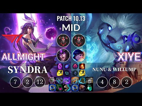 T1 Allmight Syndra vs DMO xiye Nunu & Willump Mid - KR Patch 10.13