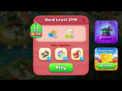 Gardenscapes 2910 Hard Level - 16 moves - NO BooSTERS