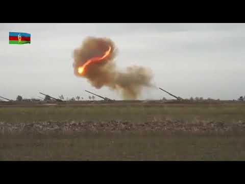 Azerbaijan Military shelling Nagorno Karabakh using 2S7 Pion long range artillery