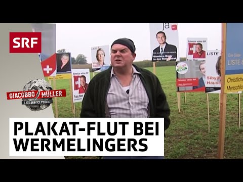 Plakat-Flut auf dem Feld von Bauer Wermelinger | Giacobbo / Müller | Comedy | SRF