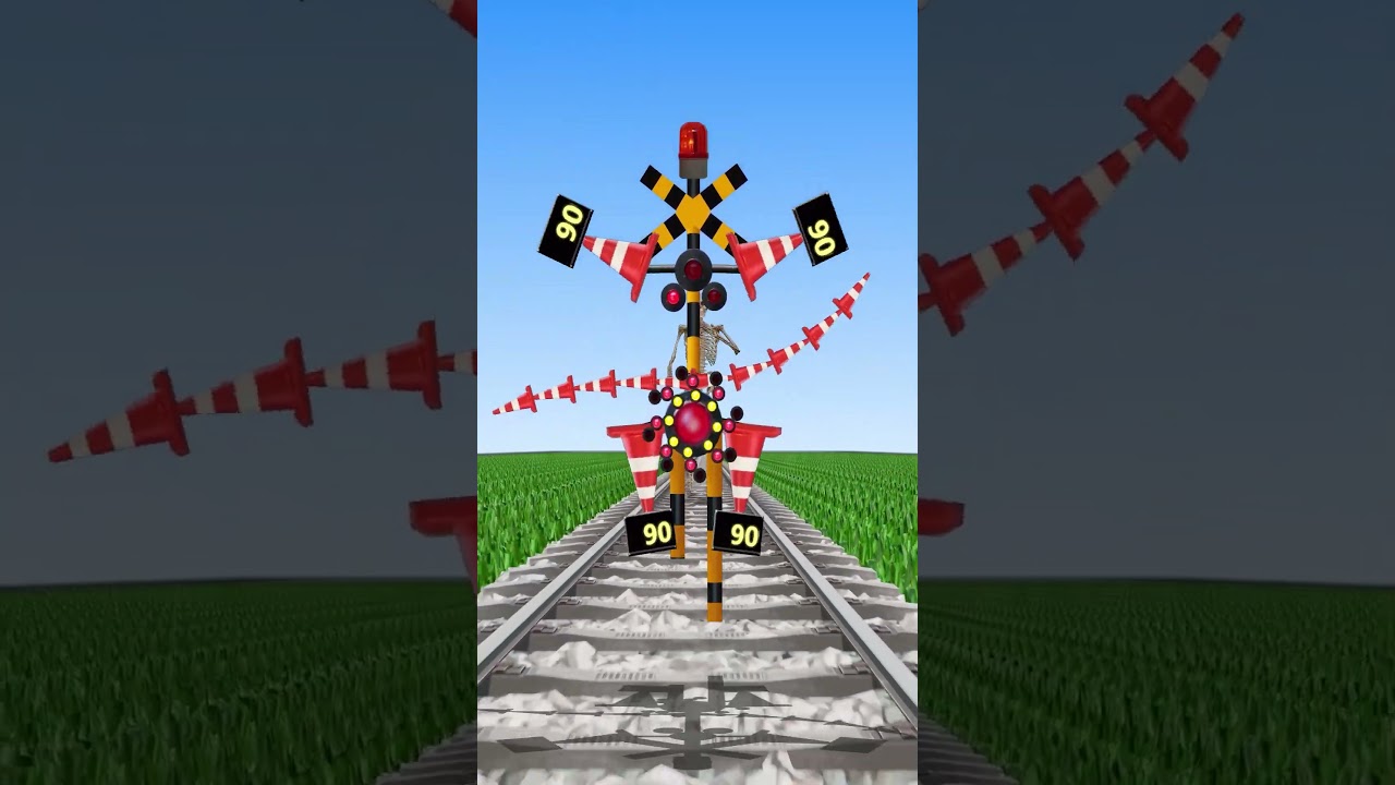 ダミーランで近づいてくる踏切カンカンと骸骨 #Shorts