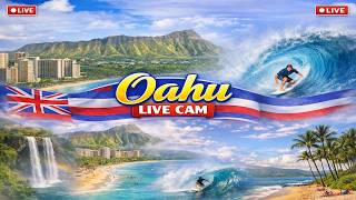 🔴 LIVE: Ultimate Oahu Webcam Tour 🌺 Waikiki Beach, North Shore Surf & Diamond Head | NOW! live webcam