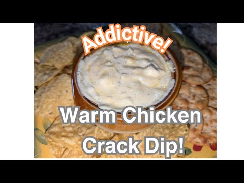 Warm Chicken Crack Dip, cream cheese, sour cream, cheddar cheese and ranch dressing mix. How to make