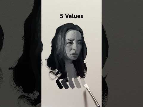 Painting the same portrait with different amounts of values #art #arttutorial #painting #drawing