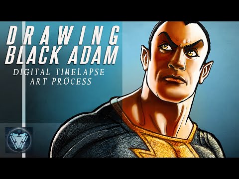 DRAWING BLACK ADAM | THE ROCK | Digital art Process | Photoshop
