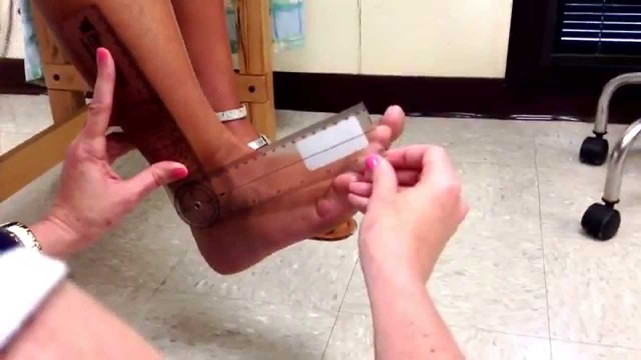 Ankle ROM using a goniometer