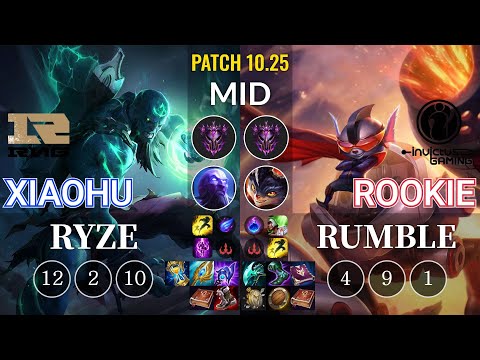 RNG Xiaohu Ryze vs IG Rookie Rumble Mid - KR Patch 10.25