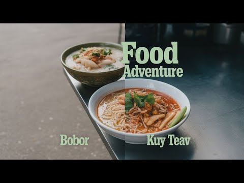 Flavorful “BoBor Sor” and “KuyTeav Cha” offered by a senior street vendor in Phnom Penh.