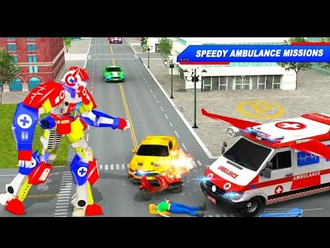 Flying ambulance Robot car transform 🚑 Android games,