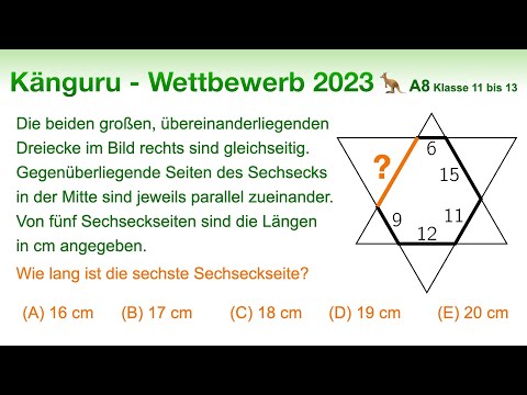 A8 🦘 Känguru 2023 🦘 Klasse11 bis 13 | Wie lang ist die sechste Sechseckseite?