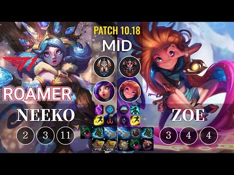 T1 Roamer Neeko vs Zoe Mid - KR Patch 10.18