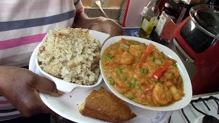 Easy Honey Mustard Jumbo Shrimp Stew With Rice And Cornbread