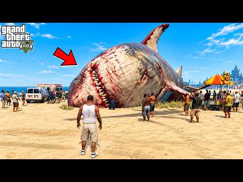 Franklin Found The Biggest MEGALODON MONSTER SHARK in GTA 5