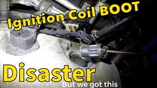 Ford ignition coil boot stuck in spark plug bore took good hour to remove it heres the TIP