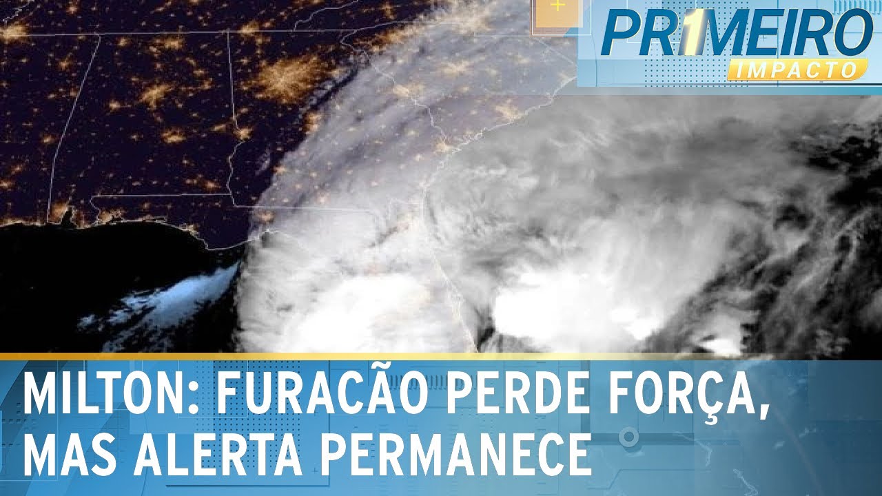 Furacão Milton enfraquece para categoria 1; Flórida permanece alerta | Primeiro Impacto (10/10/24)
