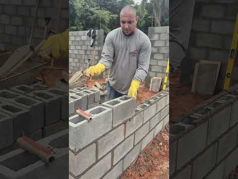 como assentar bloco estrutural vazado faça você mesmo #obra #construção #pedreiro #bloqueiro
