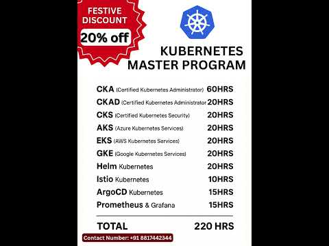 20% OFF on Kubernetes Master Program |CKA, CKAD, CKS, Cloud K8s (EKS, AKS, GKE), Helm, Istio, ArgoCD