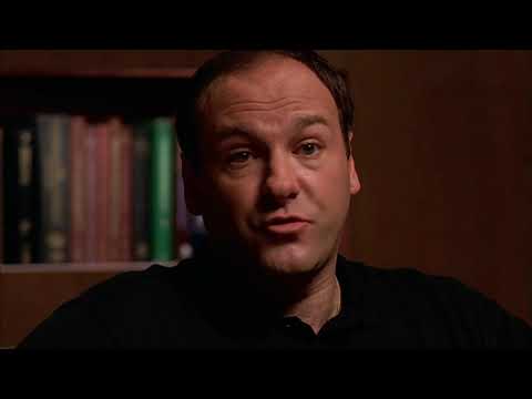 The Sopranos 1999 HBO trailer still with Tony Soprano driving and title card