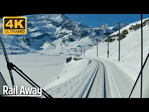 4K Cab Ride Bernina Express | Tirano (Italy) - Pontresina (Switzerland) | Brusio Viaduct - Rail Away