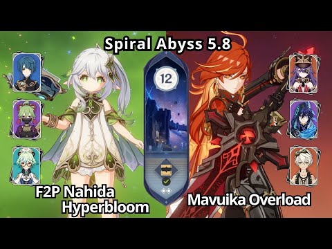 F2P C0 Nahida Hyperbloom & C0 Mavuika Overload - Spiral Abyss Floor 12 Genshin Impact 5.8