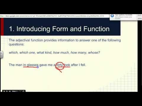 Grammar Lecture 2-1 | Form and Function English 382