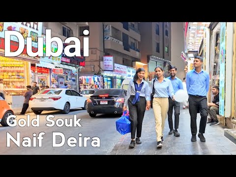 Dubai [4K] Naif Deira, Gold Souk Walking Tour 🇦🇪