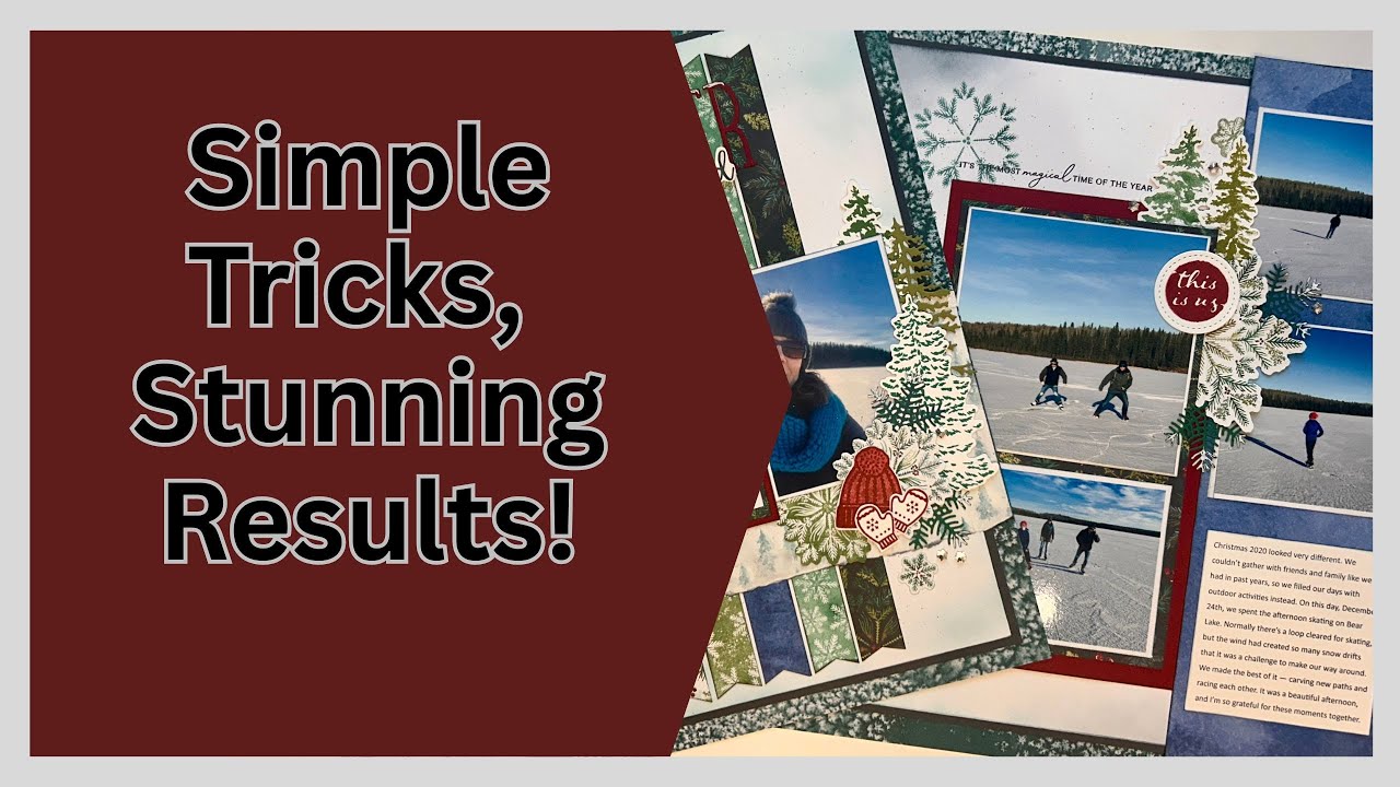 Winter Scrapbook Layout | Stampin’ Up! Elegant Pine Snowflakes DSP