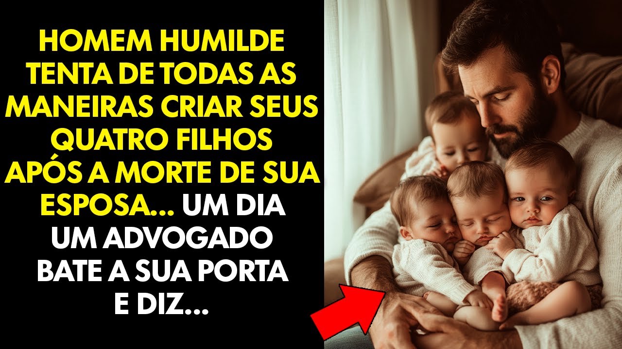 PAI VIÚVO LUTA PARA CRIAR QUADRIGÊMEOS... UM DIA UM ADVOGADO BATE A SUA POR E DIZ...